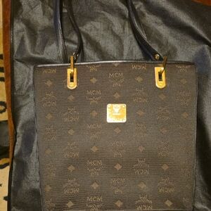 MCM Brown and Black Monogram Shoulder Bag